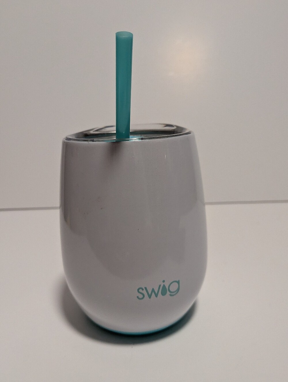 Swig 14 oz Stainless Steel Stemless Wine Tumbler White/Teal